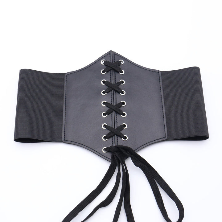 Cintura corsetto con fibbia e cinturino elegante da donna nera - Cinghia lunga - image 7