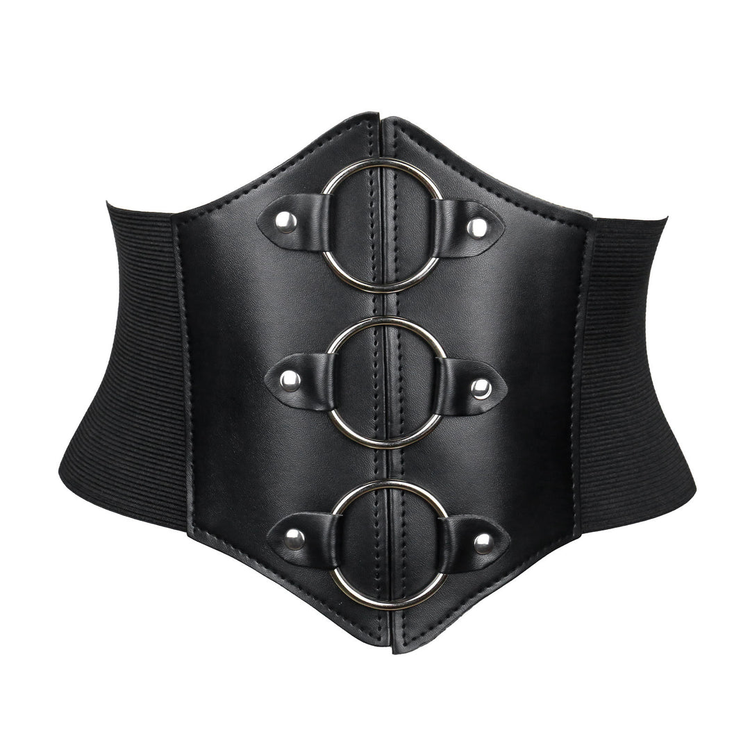 Cintura corsetto con fibbia e cinturino elegante da donna nera - Fibbia circolare - image 4