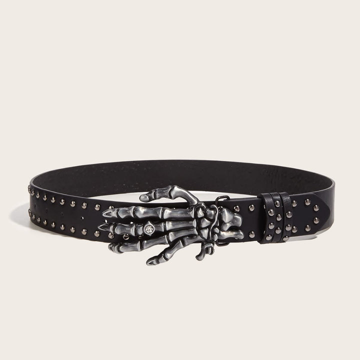 Cintura con rivetti a forma di mano di scheletro nera punk di Halloween - Nero - image 2