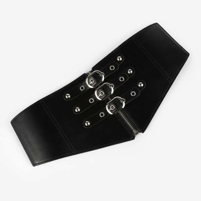 Cintura elastica da corsetto con fibbia ad ago nera e cerniera da donna - image 2