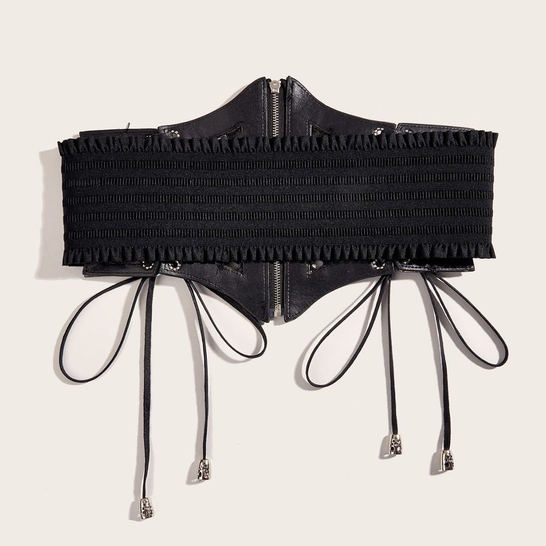 Cintura da donna con corsetto in rete con cerniera e cinturino alla moda nero - image 3