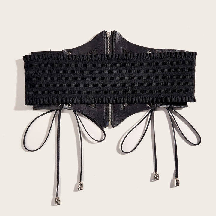 Cintura da donna con corsetto in rete con cerniera e cinturino alla moda nero - image 3