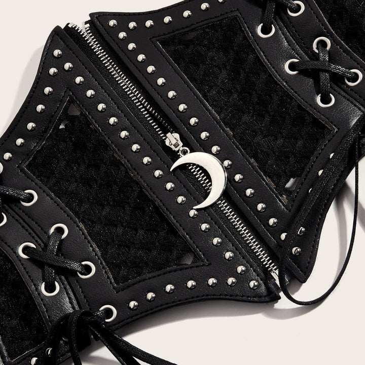 Cintura da donna con corsetto in rete con cerniera e cinturino alla moda nero - image 4