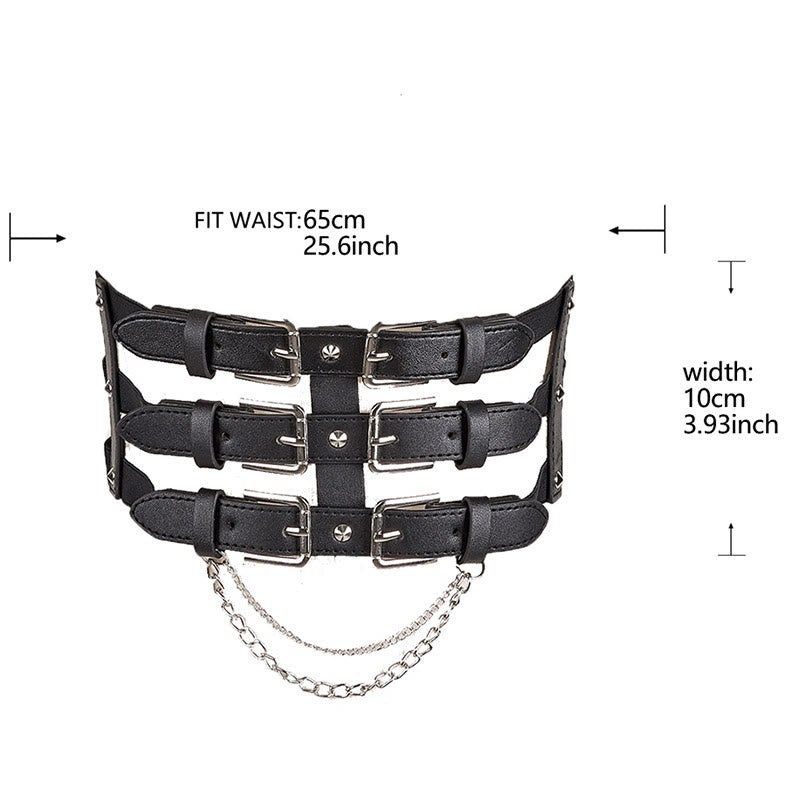 Cintura da corsetto da donna in stile punk con fibbia a tre file creativa - image 3