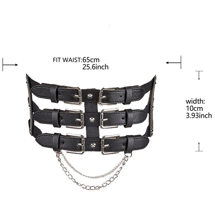Cintura da corsetto da donna in stile punk con fibbia a tre file creativa - image 3