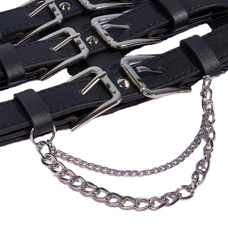 Cintura da corsetto da donna in stile punk con fibbia a tre file creativa - image 3