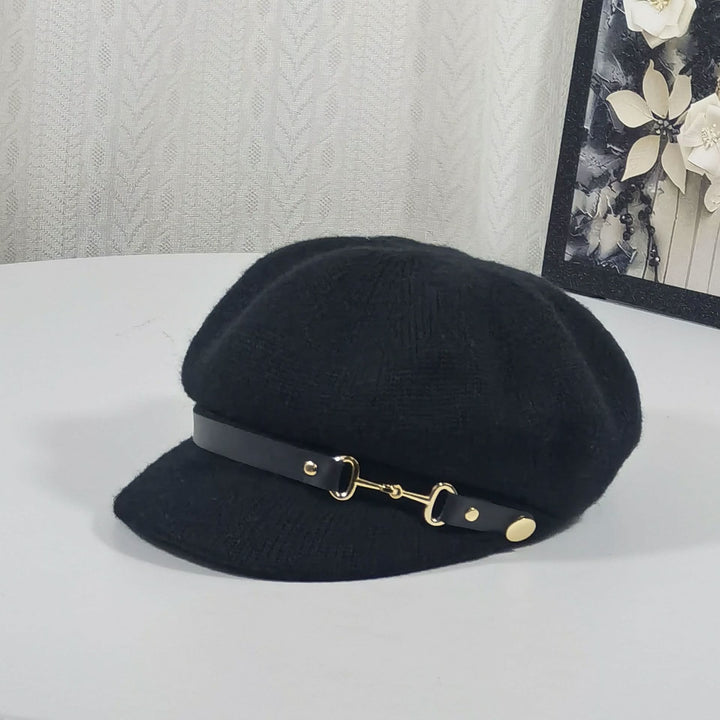 Cappello lavorato a maglia da donna in stile retrò britannico - Nero - Regolabile (22"-23 1/4") - image 3