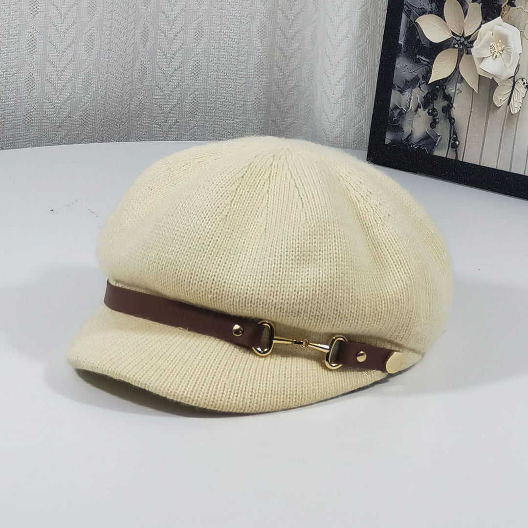Cappello lavorato a maglia da donna in stile retrò britannico - Beige - Regolabile (22"-23 1/4") - image 2