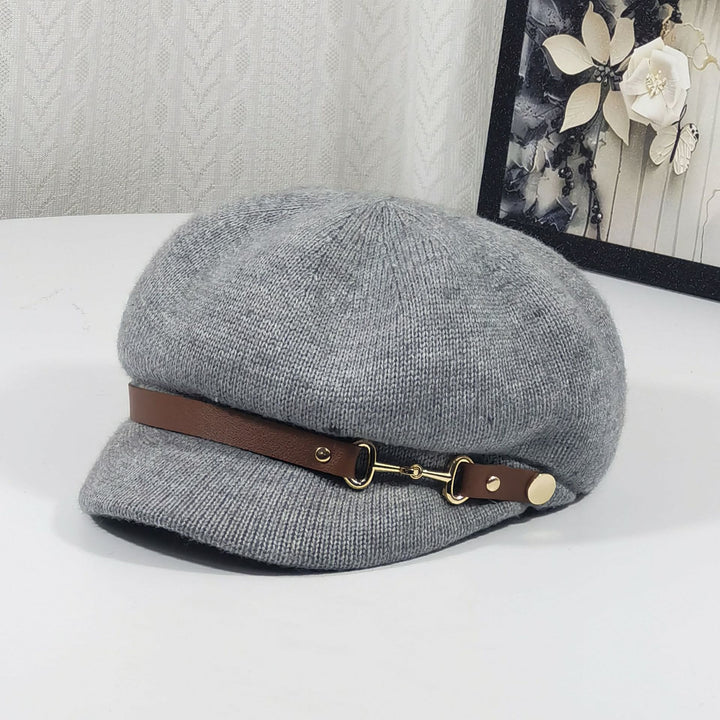Cappello lavorato a maglia da donna in stile retrò britannico - Grigio chiaro - Regolabile (22"-23 1/4") - image 4
