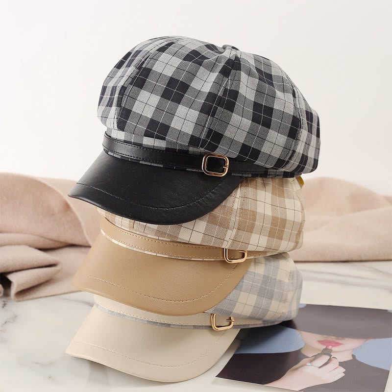 Cappello basco da donna con fibbia in metallo color block retrò - image 3