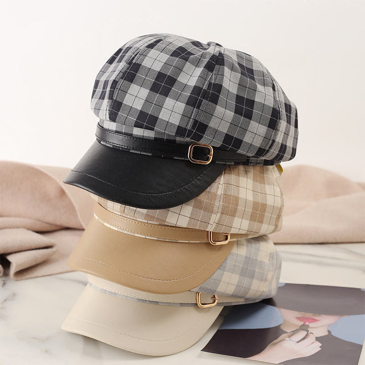 Cappello basco da donna con fibbia in metallo color block retrò - image 3