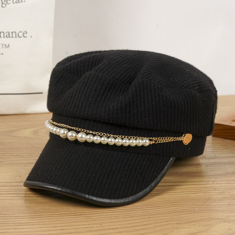 Cappello invernale da donna con catena di perle - Nero - M (22 1/2"-22 7/8") - image 0