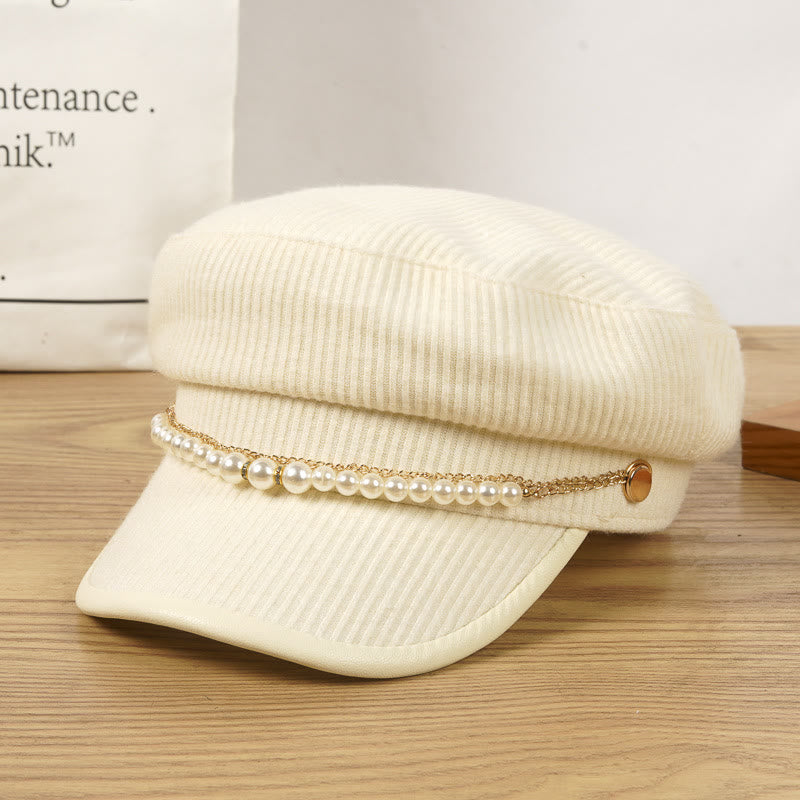 Cappello invernale da donna con catena di perle - Beige - M (22 1/2"-22 7/8") - image 4