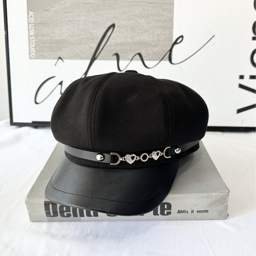 Cappello invernale da donna con fibbia a catena Love Chain Fashion - Nero - Regolabile (21 1/4"-22 7/8") - image 4