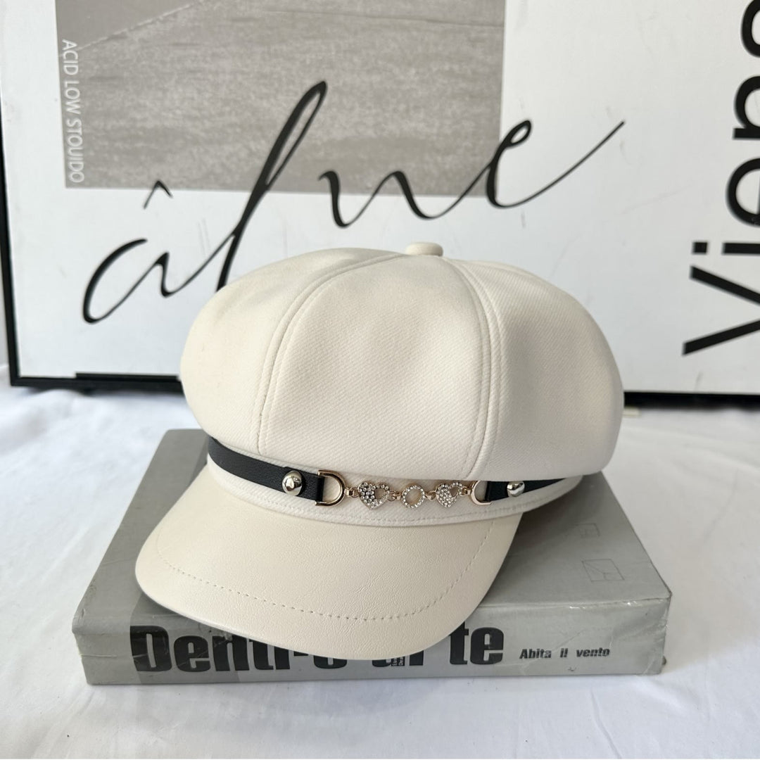 Cappello invernale da donna con fibbia a catena Love Chain Fashion - Beige - Regolabile (21 1/4"-22 7/8") - image 2