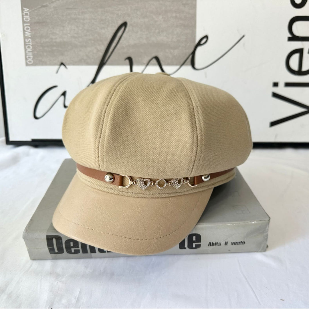 Cappello invernale da donna con fibbia a catena Love Chain Fashion - Cachi - Regolabile (21 1/4"-22 7/8") - image 0