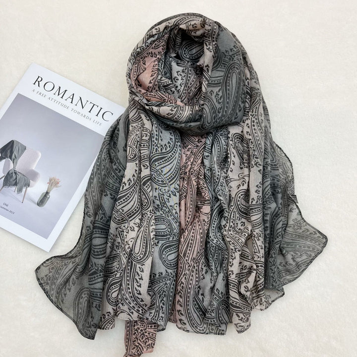 Sciarpa scialle da donna con protezione solare color block - Grigio e rosa - image 2