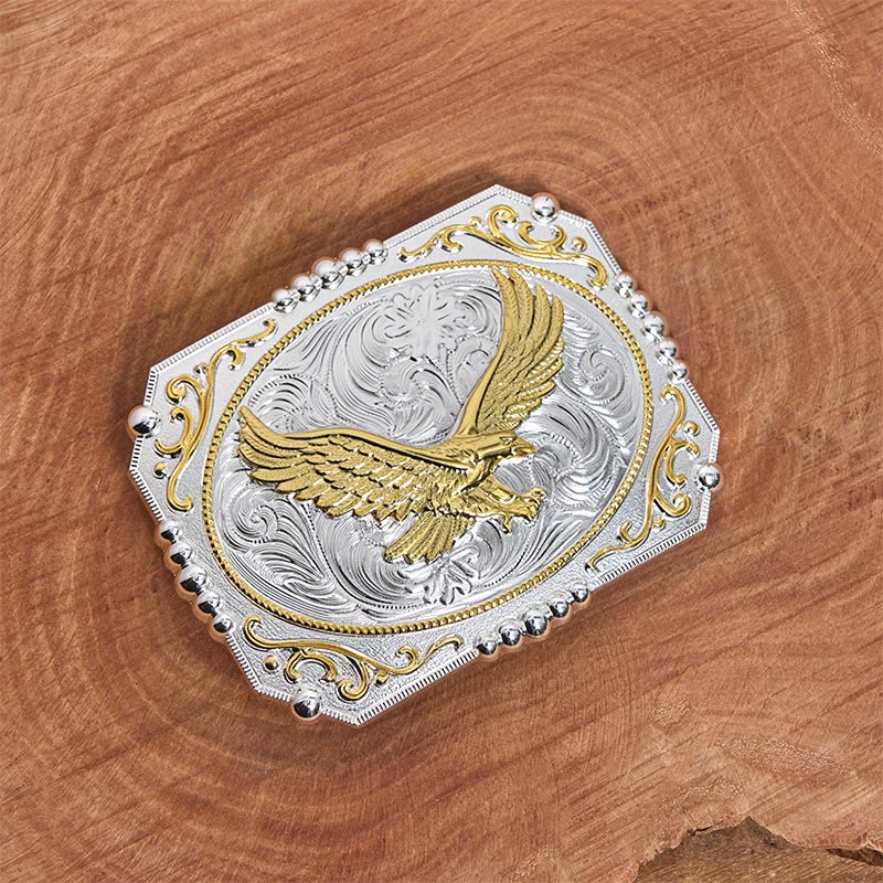 Cintura in pelle con fibbia da cowboy fai da te Golden Flying Eagle - image 2