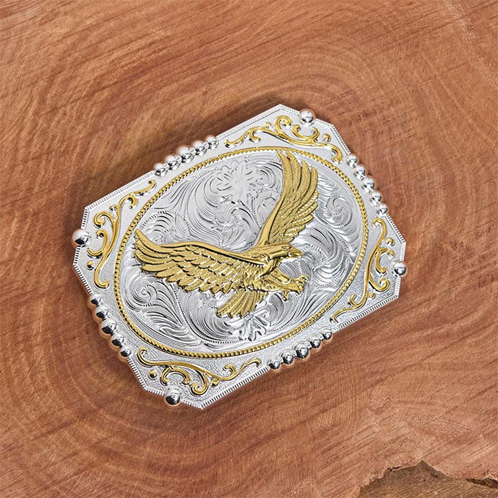 Cintura in pelle con fibbia da cowboy fai da te Golden Flying Eagle - image 2