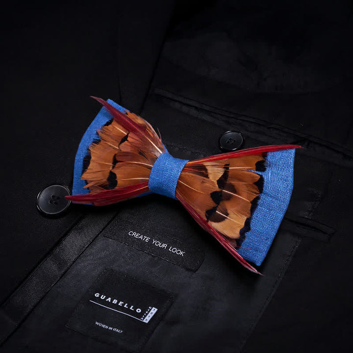 Papillon con piume rosse intersecate di fagiano marrone - image 2