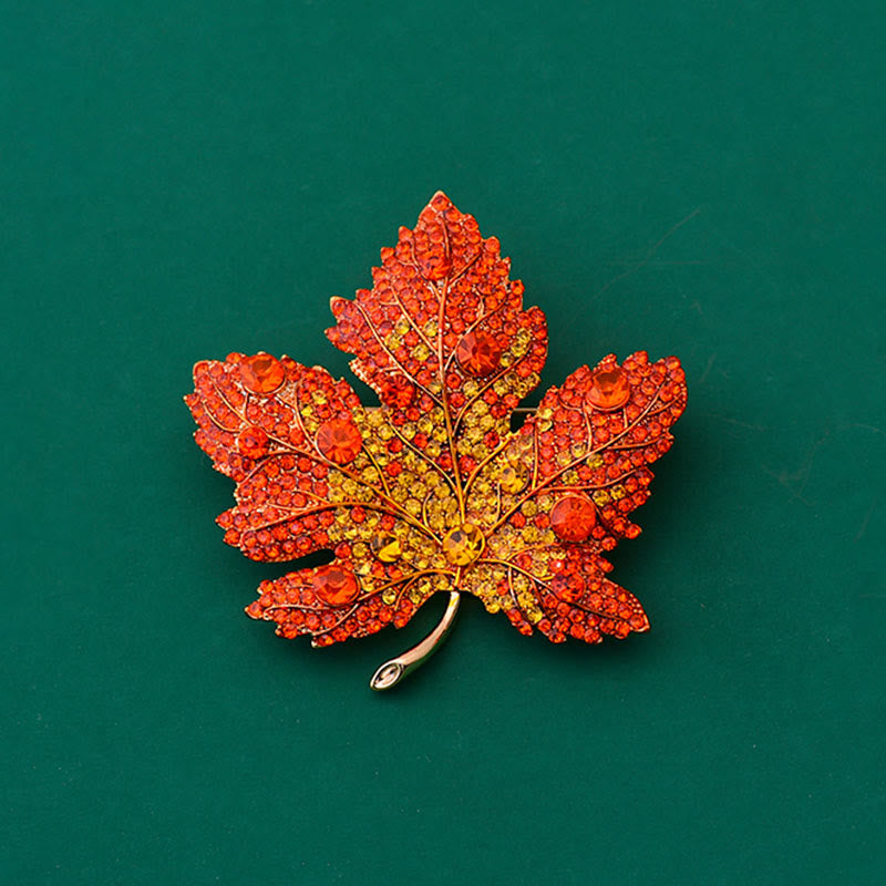 Squisita spilla di cristallo a forma di foglia d'acero - Rosso - image 0