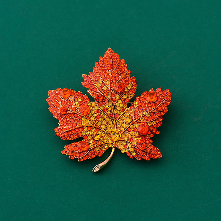 Squisita spilla di cristallo a forma di foglia d'acero - Rosso - image 0