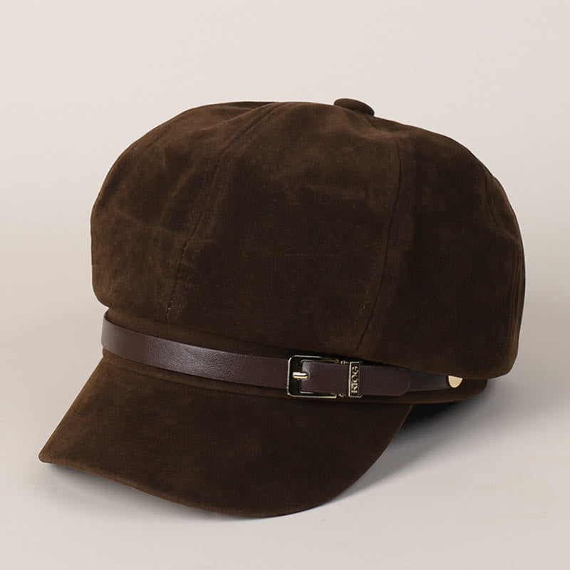 Cappello basco invernale da donna alla moda, tinta unita, con fibbia - Caffè - M (22"-22 7/8") - image 5