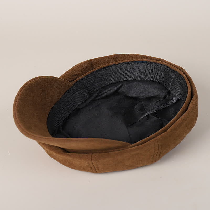 Cappello basco invernale da donna alla moda, tinta unita, con fibbia - image 2