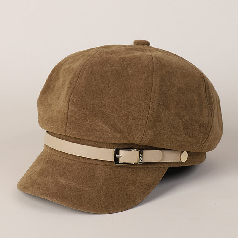 Cappello basco invernale da donna alla moda, tinta unita, con fibbia - Cammello - M (22"-22 7/8") - image 0