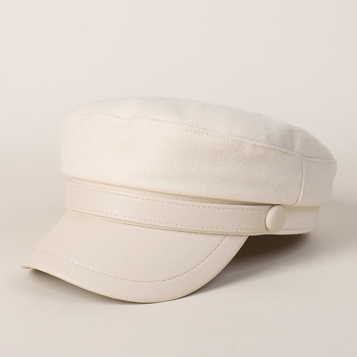 Cappello basco unisex invernale alla moda in PU con tesa piatta - Beige - M (22"-22 7/8") - image 8