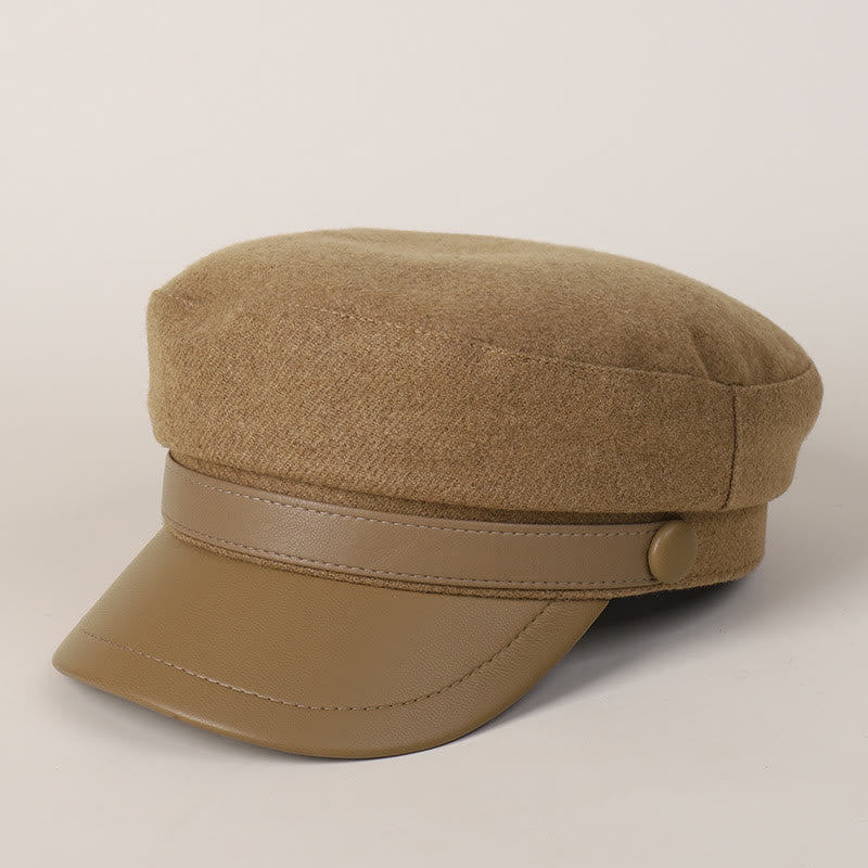 Cappello basco unisex invernale alla moda in PU con tesa piatta - Cammello - M (22"-22 7/8") - image 7