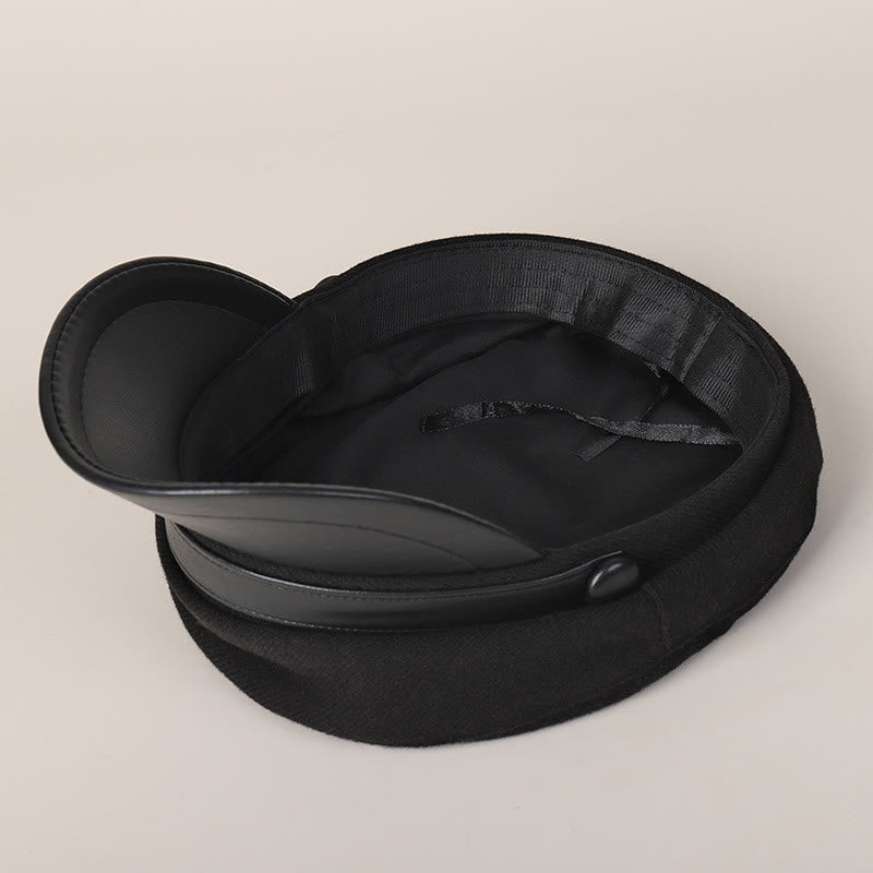 Cappello basco unisex invernale alla moda in PU con tesa piatta - image 3