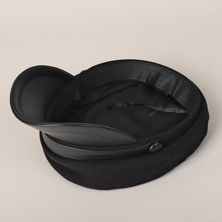 Cappello basco unisex invernale alla moda in PU con tesa piatta - image 3