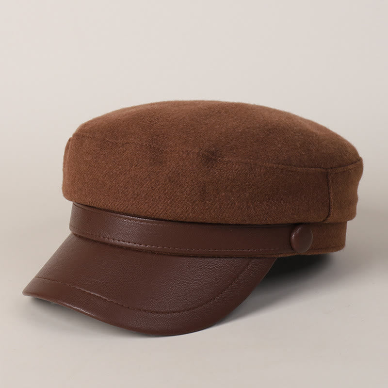 Cappello basco unisex invernale alla moda in PU con tesa piatta - Rosso scuro - M (22"-22 7/8") - image 0