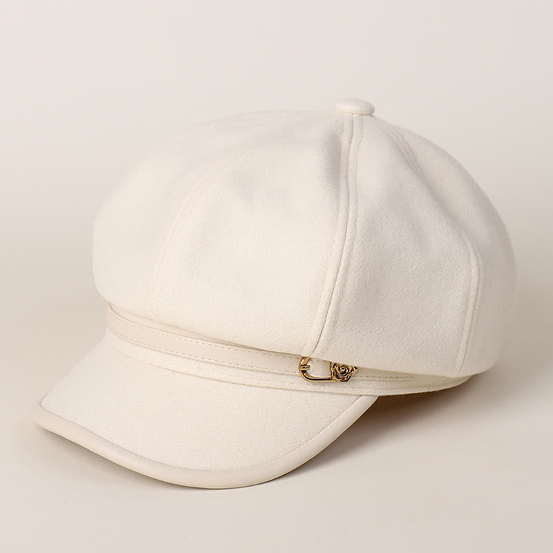Cappello basco invernale alla moda da donna con fibbia della cintura avvolta sul bordo - Bianco - M (22"-22 7/8") - image 8