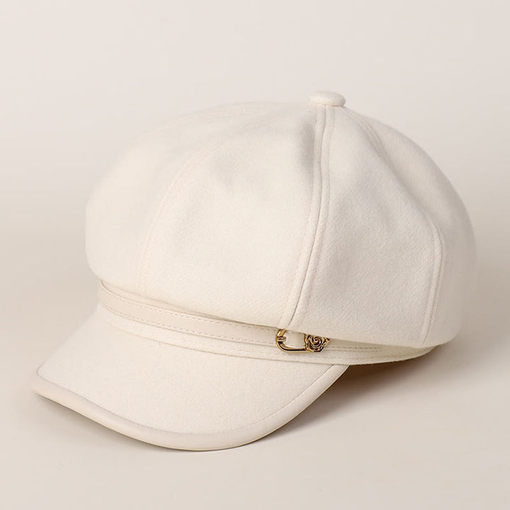 Cappello basco invernale alla moda da donna con fibbia della cintura avvolta sul bordo - Bianco - M (22"-22 7/8") - image 8