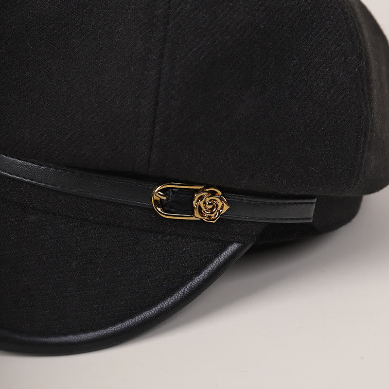 Cappello basco invernale alla moda da donna con fibbia della cintura avvolta sul bordo - image 4