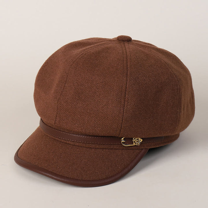 Cappello basco invernale alla moda da donna con fibbia della cintura avvolta sul bordo - Rosso scuro - M (22"-22 7/8") - image 9