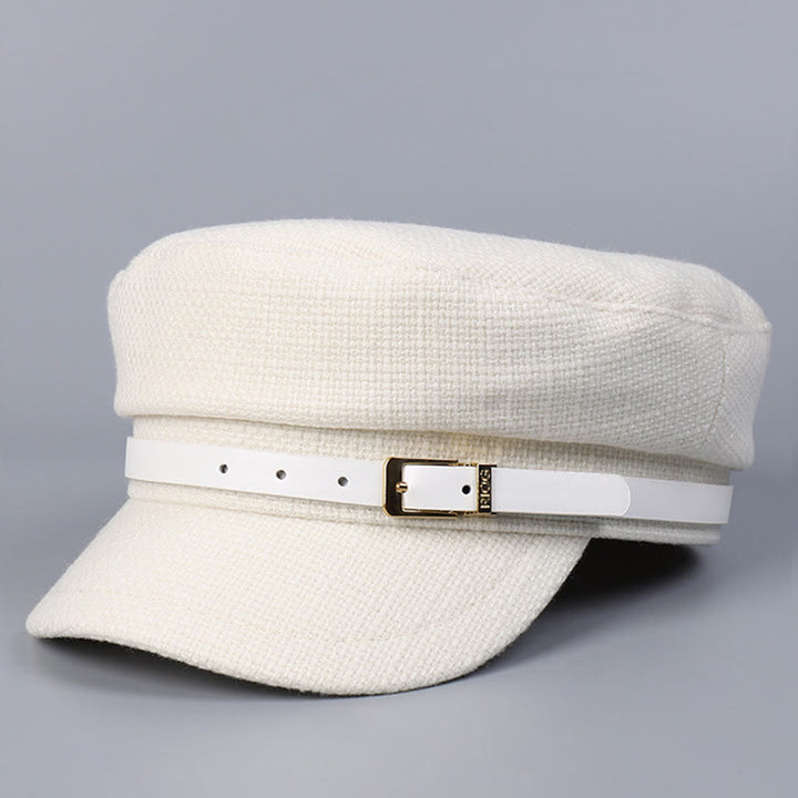 Berretto da donna con fibbia in metallo e cintura invernale piatta - Bianco - M (22"-22 7/8") - image 9