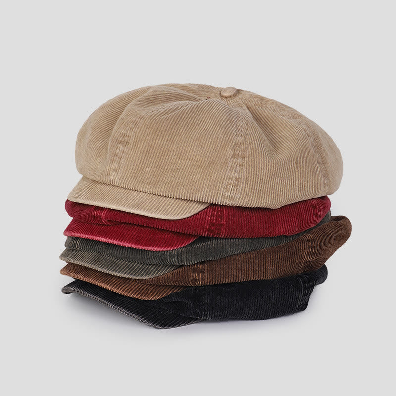 Cappello unisex con basco in velluto a coste lavato effetto anticato - image 6