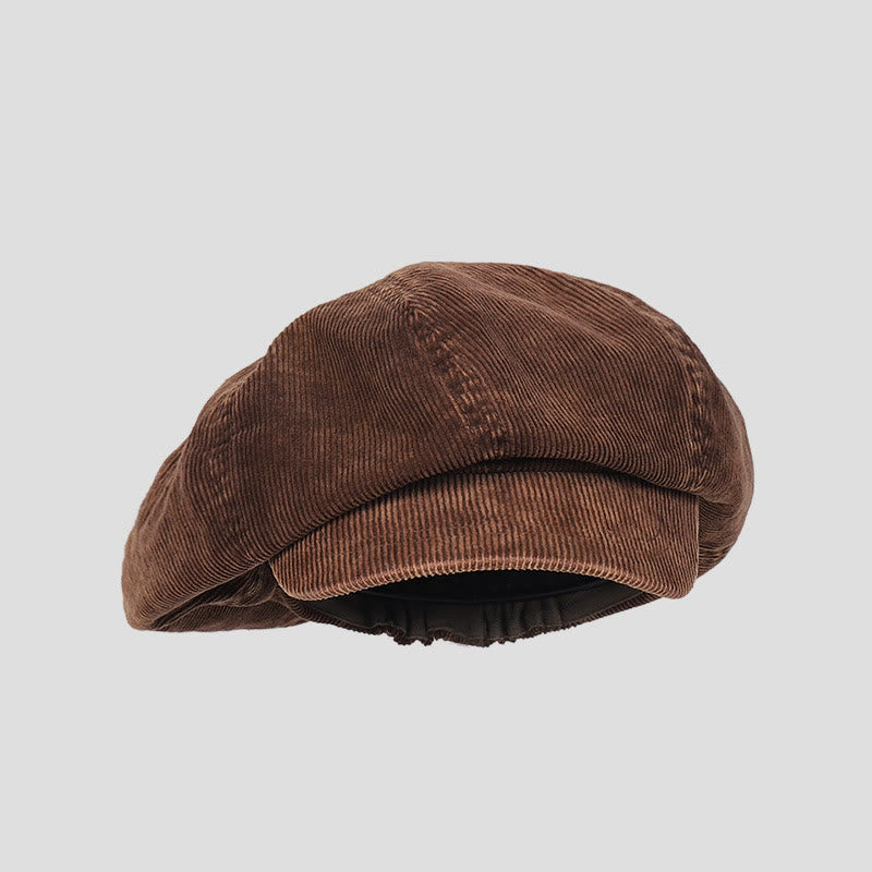 Cappello unisex con basco in velluto a coste lavato effetto anticato - Caffè - M (22"-22 7/8") - image 0