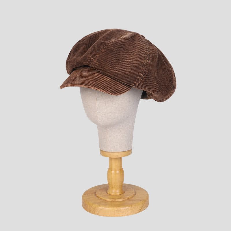 Cappello unisex con basco in velluto a coste lavato effetto anticato - image 1