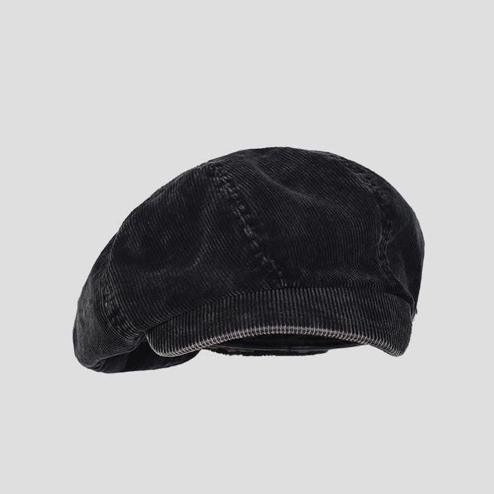 Cappello unisex con basco in velluto a coste lavato effetto anticato - Nero - M (22"-22 7/8") - image 8