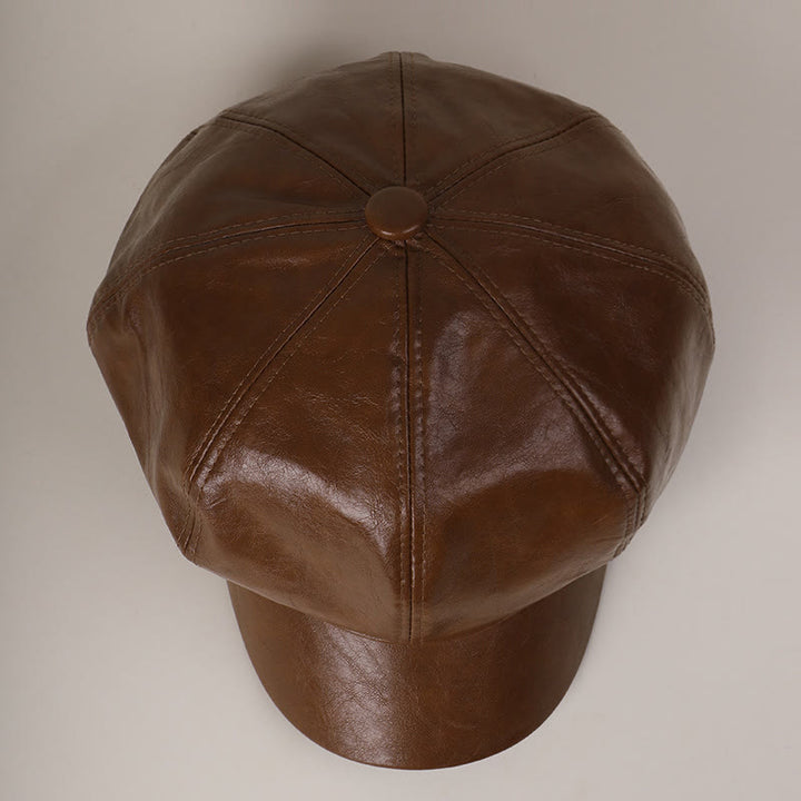 Cappello basco invernale retrò in pelle da donna - image 1