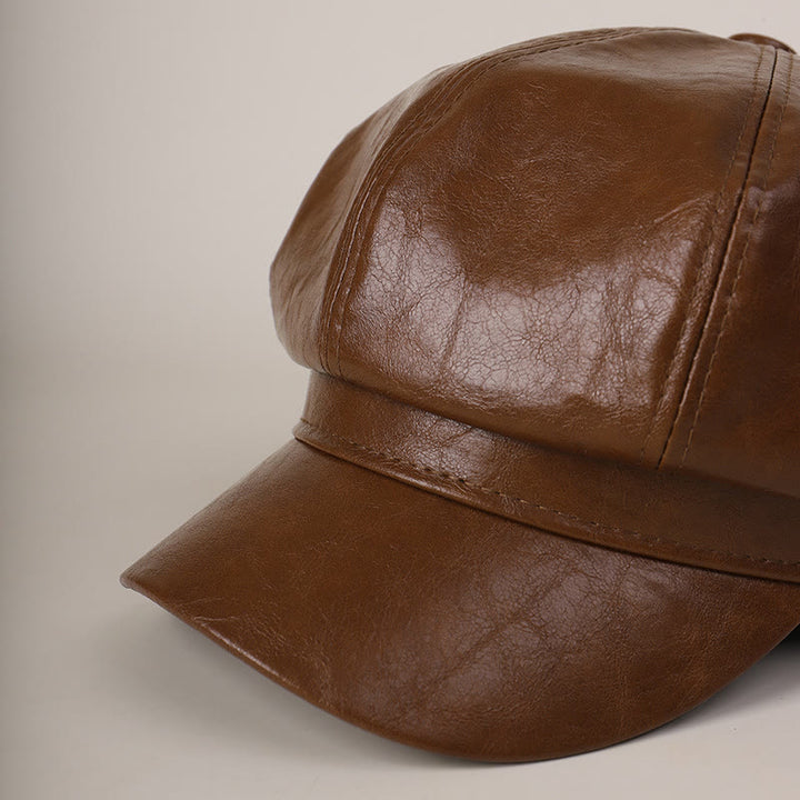 Cappello basco invernale retrò in pelle da donna - image 2