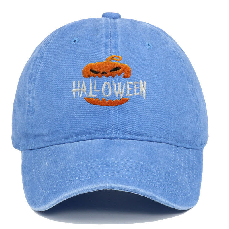 Cappello da baseball ricamato con zucca horror di Halloween - Azzurro chiaro - M（22"-22 7/8"） - image 11