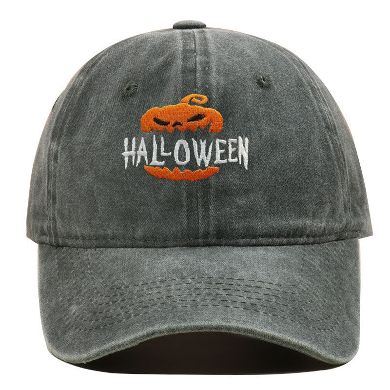 Cappello da baseball ricamato con zucca horror di Halloween - Verde militare - M（22"-22 7/8"） - image 12