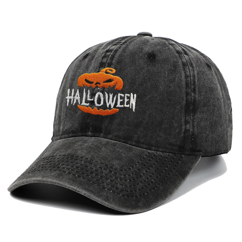 Cappello da baseball ricamato con zucca horror di Halloween - image 0