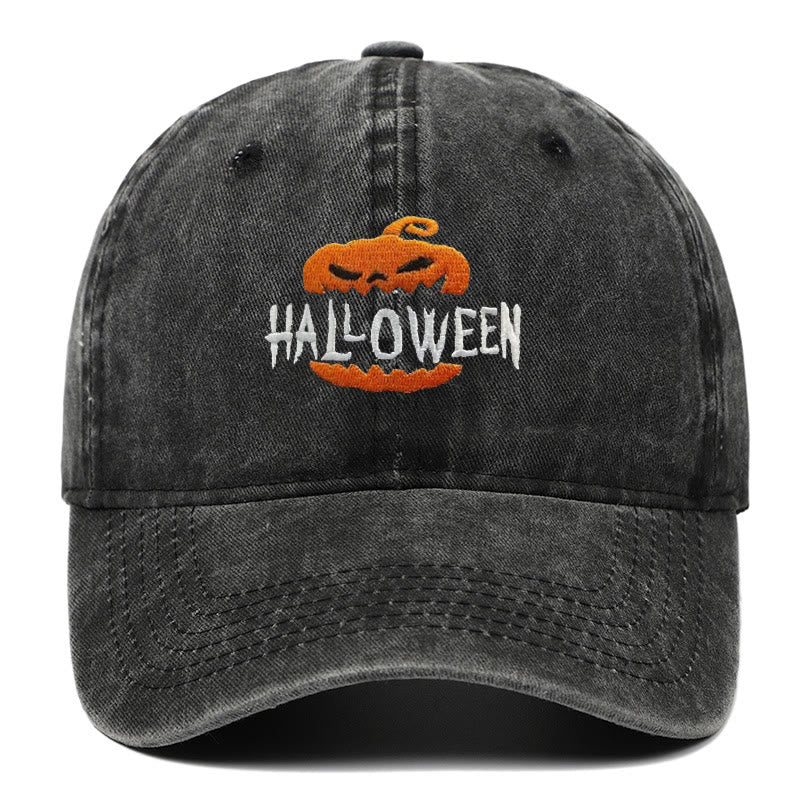 Cappello da baseball ricamato con zucca horror di Halloween - Nero - M（22"-22 7/8"） - image 1
