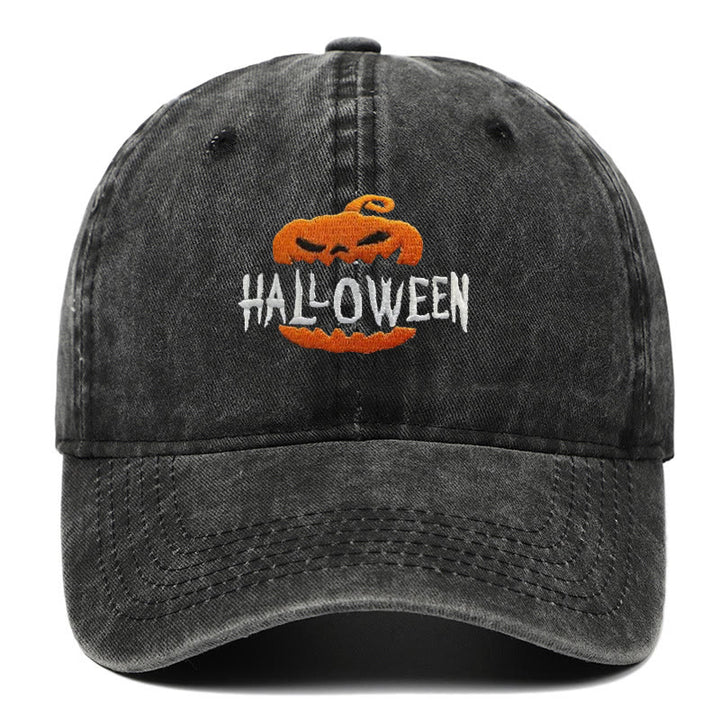 Cappello da baseball ricamato con zucca horror di Halloween - Nero - M（22"-22 7/8"） - image 1